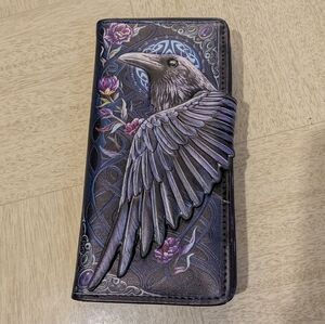 Raven Design Wallet with Floral Details